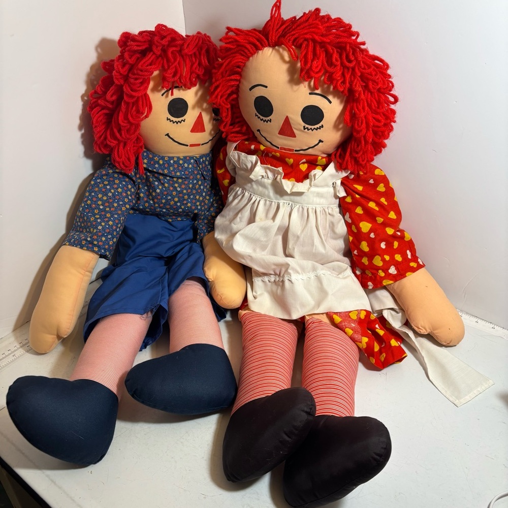 Raggedy Ann and raggedy Andy large stuffed dolls stuffies
